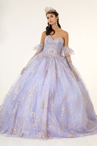 Trägerloses Ballkleid mit Glitzerprint von Elizabeth K GL1944