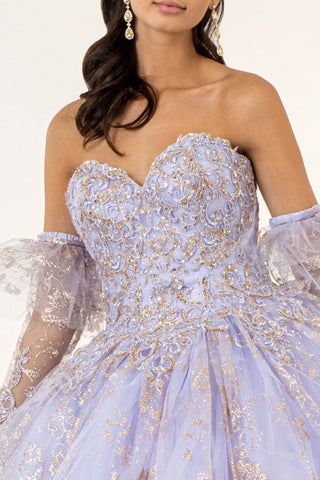 Trägerloses Ballkleid mit Glitzerprint von Elizabeth K GL1944
