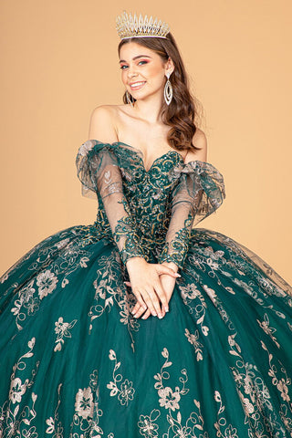 Trägerloses Ballkleid mit Glitzerprint von Elizabeth K GL1944