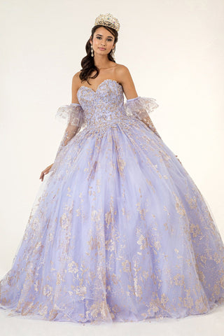 Trägerloses Ballkleid mit Glitzerprint von Elizabeth K GL1944