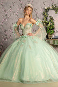 Glitzerndes trägerloses Ballkleid mit Glockenärmeln von GLS Gloria GL3486