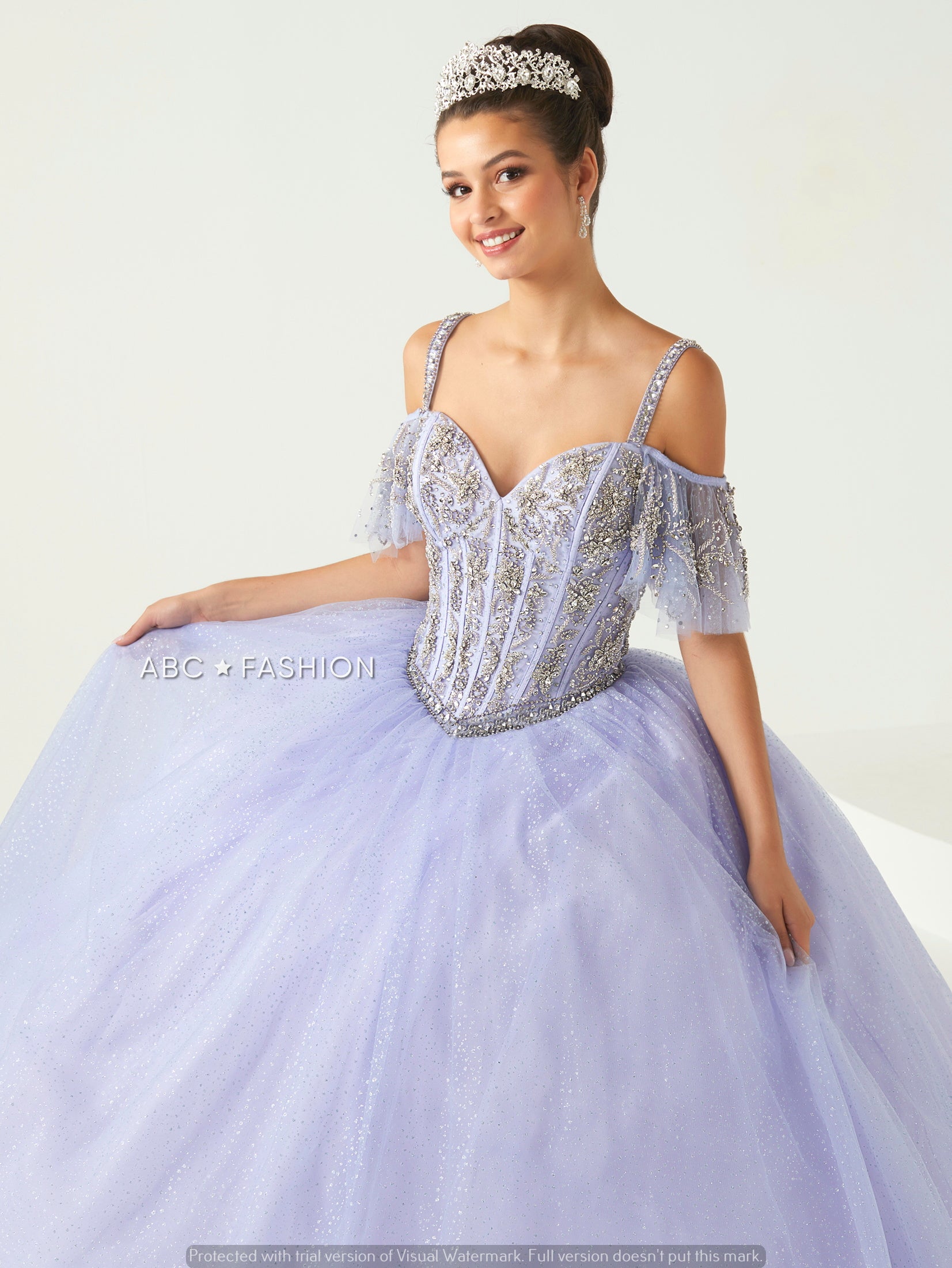 Glitter Tulle Quinceanera Dress by Fiesta Gowns 56436
