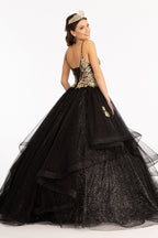 Glitter V-Neck Ball Gown by Elizabeth K GL3021