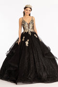 Robe de bal à col en V pailletée par Elizabeth K GL3021