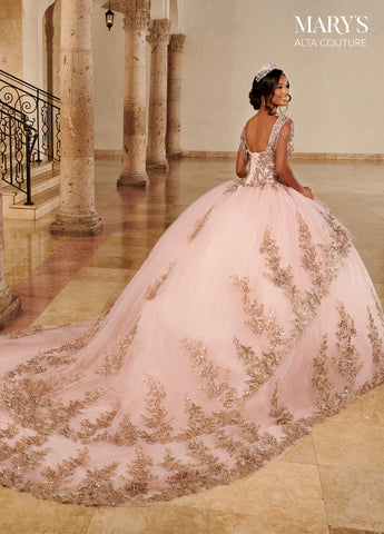 Quinceanera-Kleid mit goldener Applikation von Alta Couture MQ3079