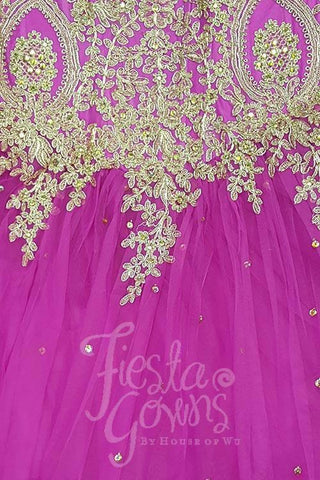 Trägerloses Kleid mit goldenen Perlen von House of Wu Fiesta Gowns 56286