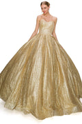 Goldglitzerndes trägerloses Ballkleid von Cinderella Couture 8010J