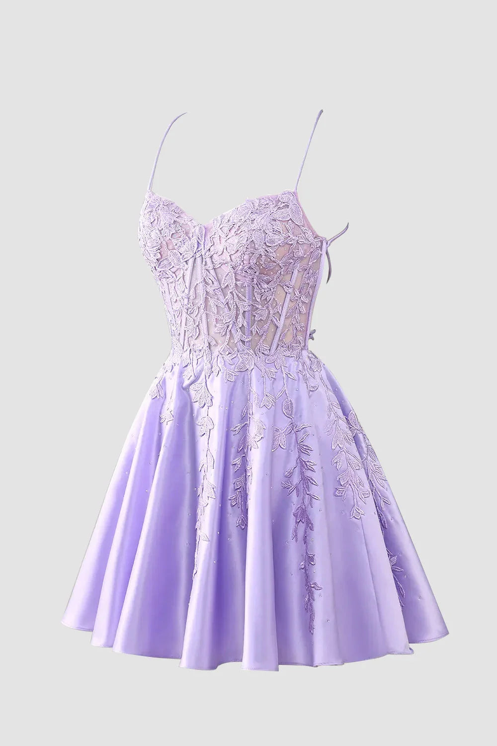 Wunderschönes A-Linien-Korsettkleid mit Spaghettiträgern in königsblau für den Homecoming mit Applikationen