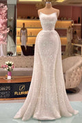 Vestido de Gala Largo y Brillante de Sirena con Escote Corazón