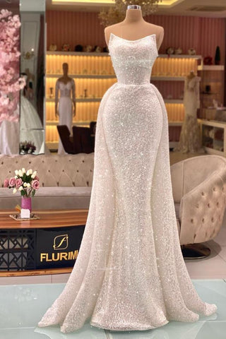 Wunderschönes langes Meerjungfrau-Ballkleid mit Glitzer und Herzausschnitt