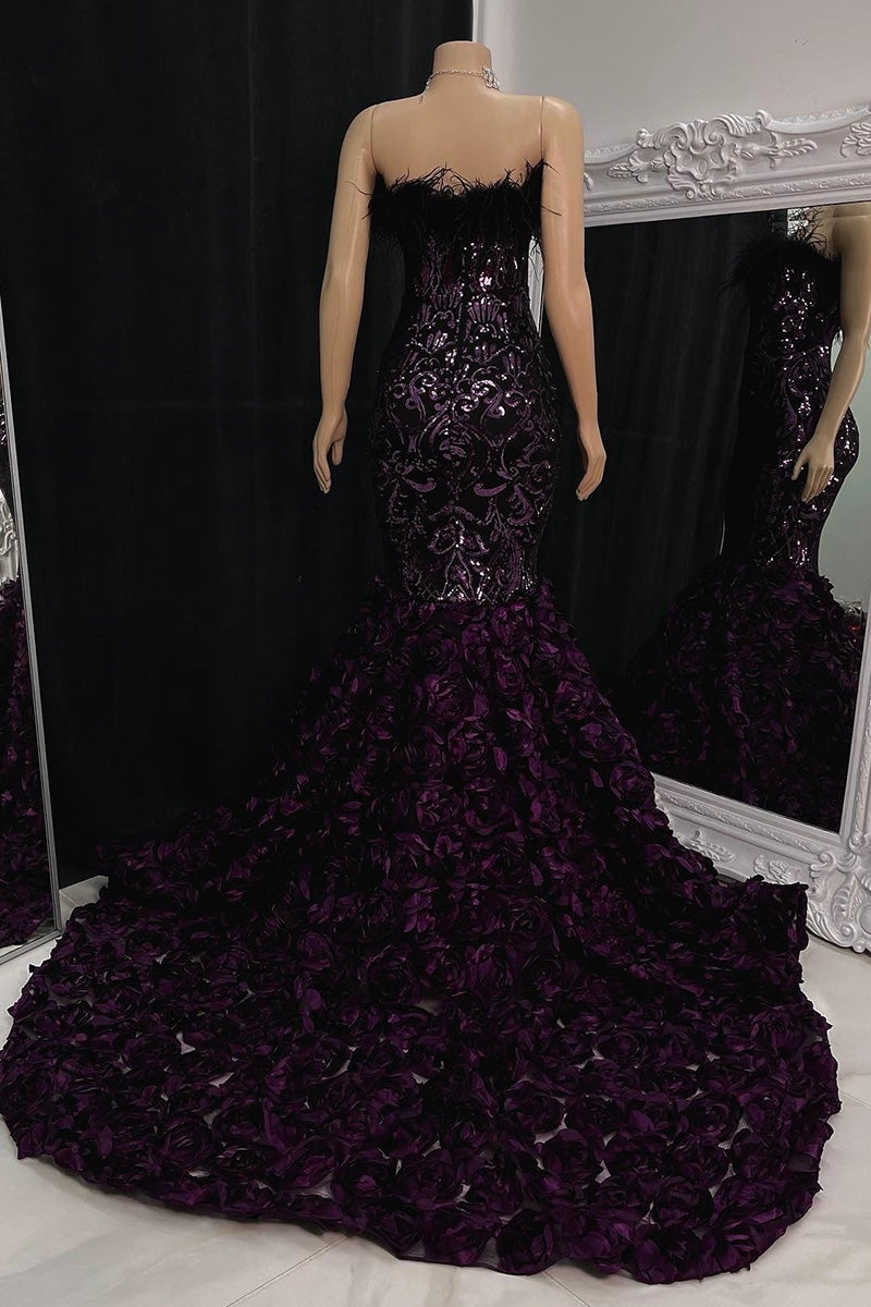 Gorgeous Long Mermaid Lace Flowers Sleeveless Prom Dress