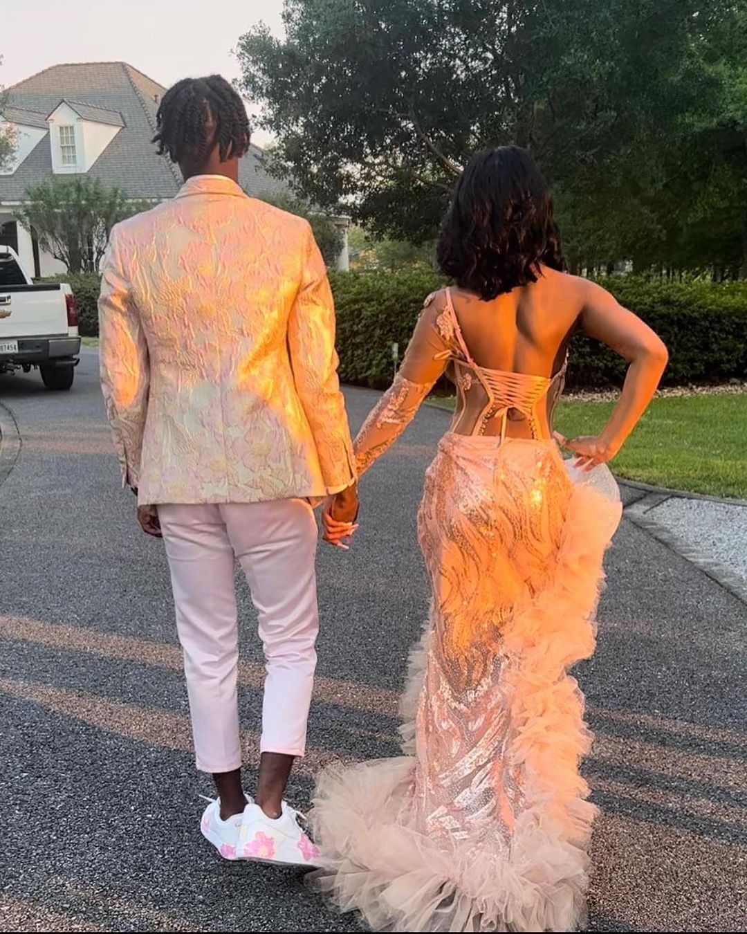 Gorgeous Long Mermaid Pink One Shoulder Long Sleeve Prom Dress With Slit