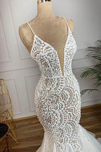 Prächtiges langes Meerjungfrau-Sweetheart-Kleid mit Perlenstickerei, Spitze und Organza für die Hochzeit