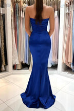 Gorgeous Long Mermaid Sweetheart Satin Prom Dress with Slit