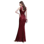 Gorgeous Mermaid Burgundy Sequins Long Prom Dress