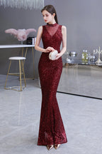 Gorgeous Mermaid Burgundy Sequins Long Prom Dress