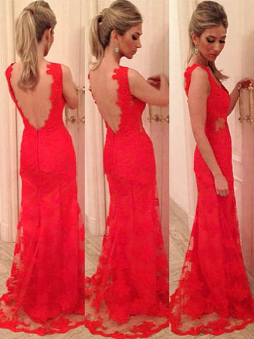 Wunderschönes Meerjungfrau-Kleid mit V-Ausschnitt, Applikationen, ärmellos, rückenfrei und bodenlang