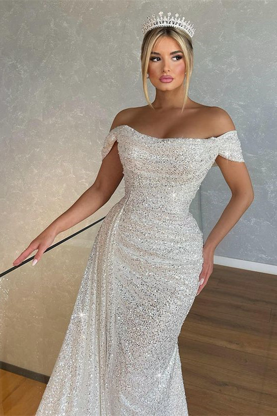 Gorgeous Long Off-The-Shoulder Strapless Mermaid Evening Dress with Sequins