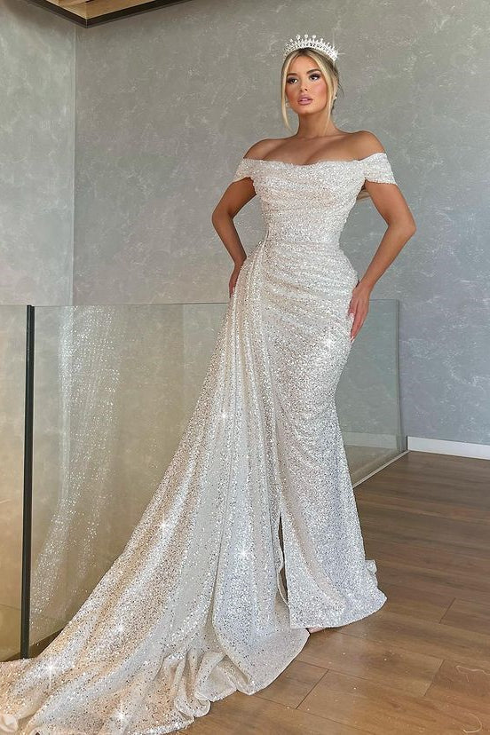 Gorgeous Long Off-The-Shoulder Strapless Mermaid Evening Dress with Sequins