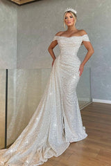 Gorgeous Long Off-The-Shoulder Strapless Mermaid Evening Dress with Sequins