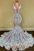 Vestido de Noche Largo Sin Mangas de Encaje Tipo Sirena Precioso y Romántico