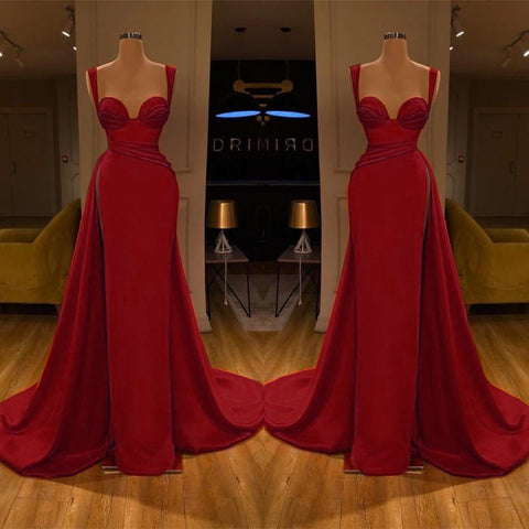 Gorgeous Royal Blue Sweetheart Sleeveless Long Slit Mermaid Evening Dresses
