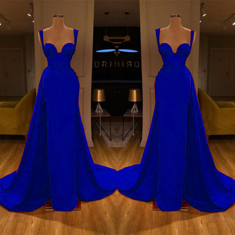 Gorgeous Royal Blue Sweetheart Sleeveless Long Slit Mermaid Evening Dresses