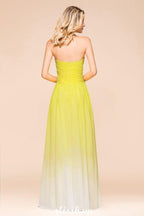 Gradient Sweetheart Floor Length Bridesmaid Dress Chiffon Wedding Party Dress
