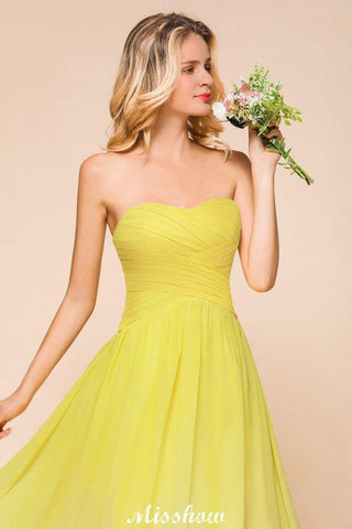 Gradient Sweetheart Bodenlangen Brautjungfernkleid Chiffon Hochzeitspartykleid
