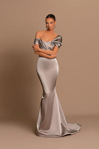 Royal Blue Long Off The Shoulder Satin Mermaid Evening Dresses