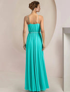 Macacão de duas peças, macacão/calças, vestido de cerimónia para mãe da noiva, convidada de casamento, elegante, decote redondo, comprimento chá, chiffon, sem mangas, com aplicações de missangas