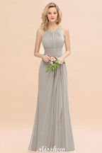 Halter A-line Bridesmaid Dresses Floor-Length Dress for Wedding Party