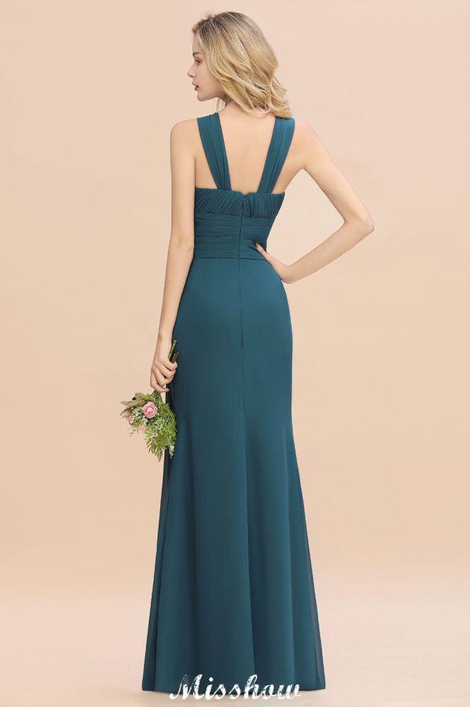 Halter A-line Bridesmaid Dresses Floor-Length Dress for Wedding Party