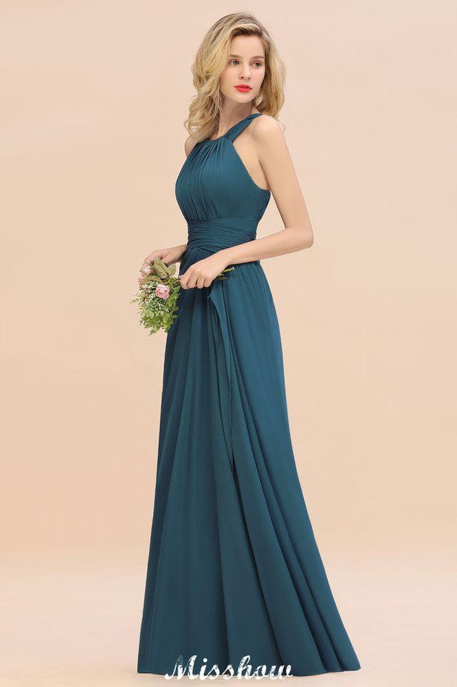 Halter A-line Bridesmaid Dresses Floor-Length Dress for Wedding Party
