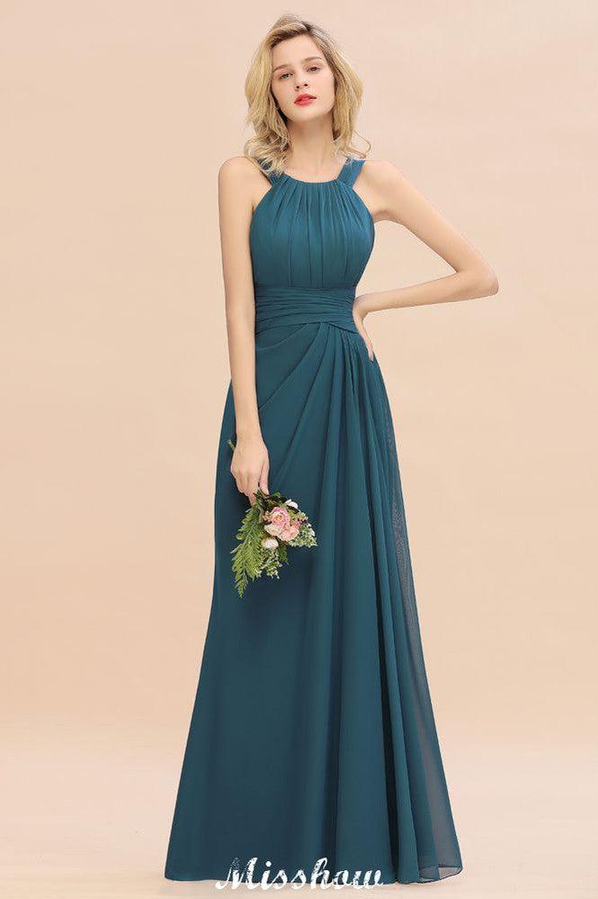 Halter A-line Bridesmaid Dresses Floor-Length Dress for Wedding Party
