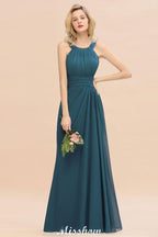 Halter A-line Bridesmaid Dresses Floor-Length Dress for Wedding Party