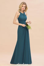 Halter A-line Bridesmaid Dresses Floor-Length Dress for Wedding Party