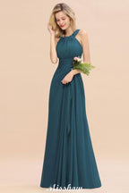 Halter A-line Bridesmaid Dresses Floor-Length Dress for Wedding Party