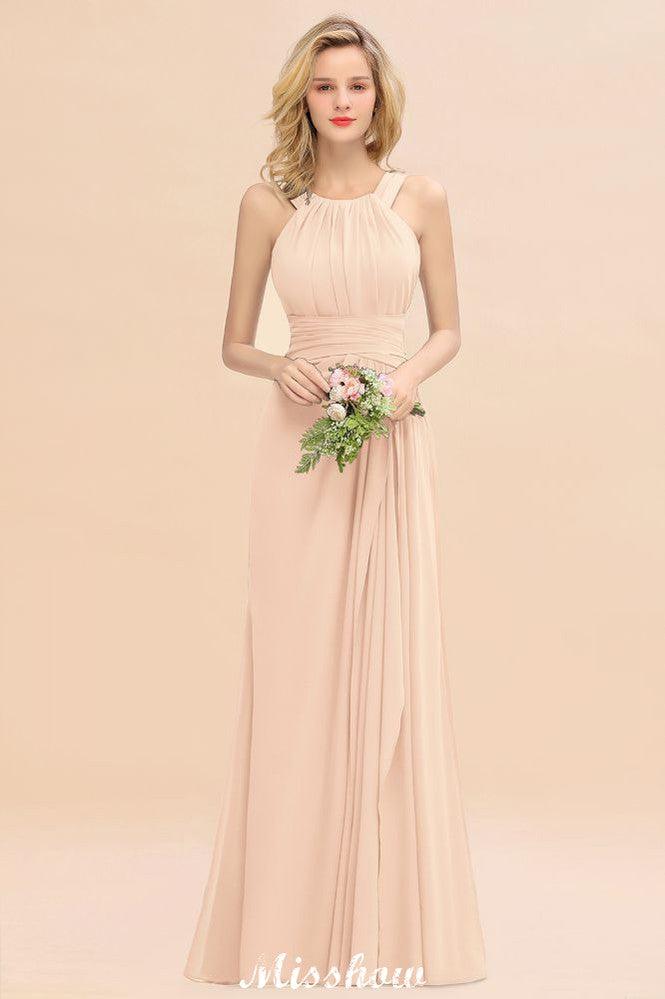 Halter A-line Bridesmaid Dresses Floor-Length Dress for Wedding Party
