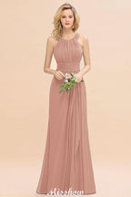 Halter A-line Bridesmaid Dresses Floor-Length Dress for Wedding Party