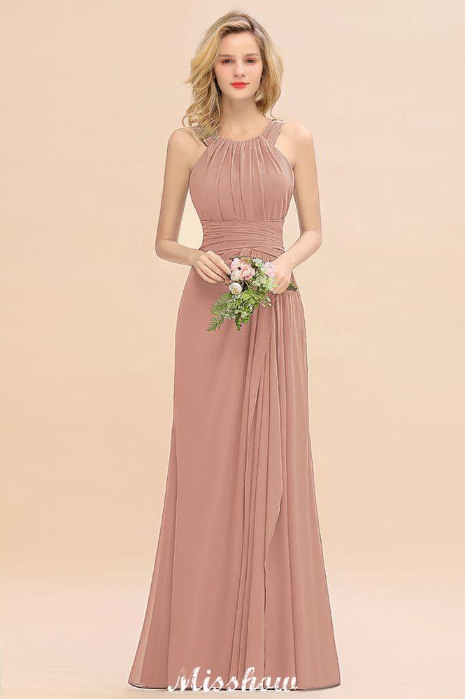 Halter A-line Bridesmaid Dresses Floor-Length Dress for Wedding Party