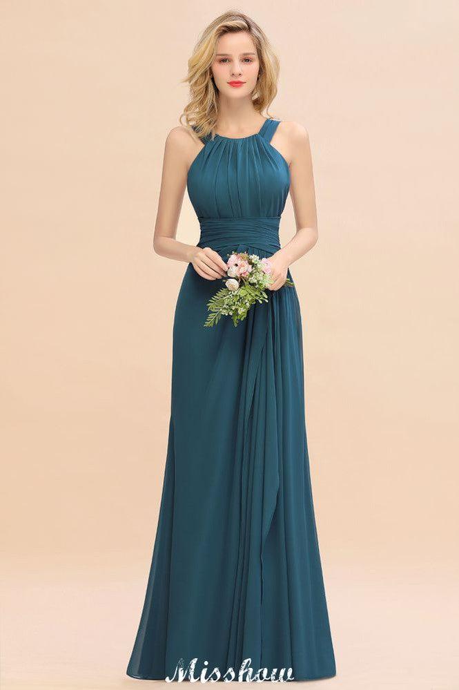 Halter A-line Bridesmaid Dresses Floor-Length Dress for Wedding Party