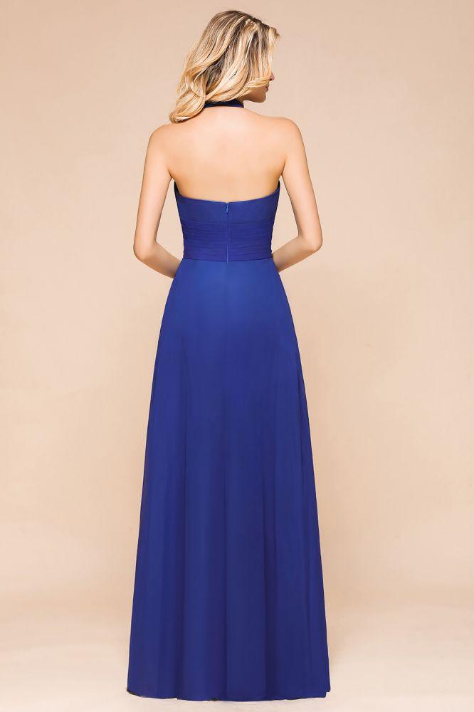 Halter A-line Wedding Party Dress Chiffon Bridesmaid Dress