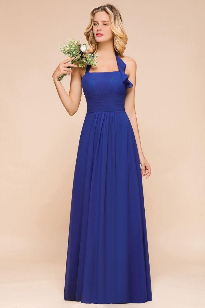 Halter A-line Wedding Party Dress Chiffon Bridesmaid Dress