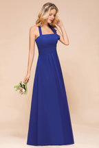 Halter A-line Wedding Party Dress Chiffon Bridesmaid Dress