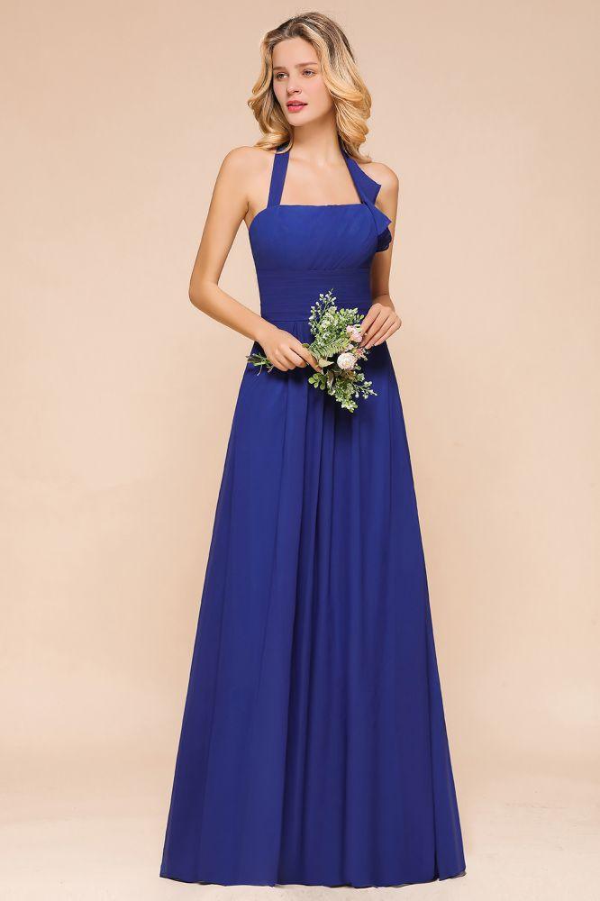 Halter A-line Wedding Party Dress Chiffon Bridesmaid Dress