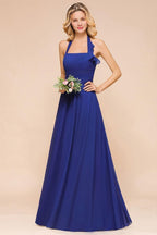 Halter A-line Wedding Party Dress Chiffon Bridesmaid Dress