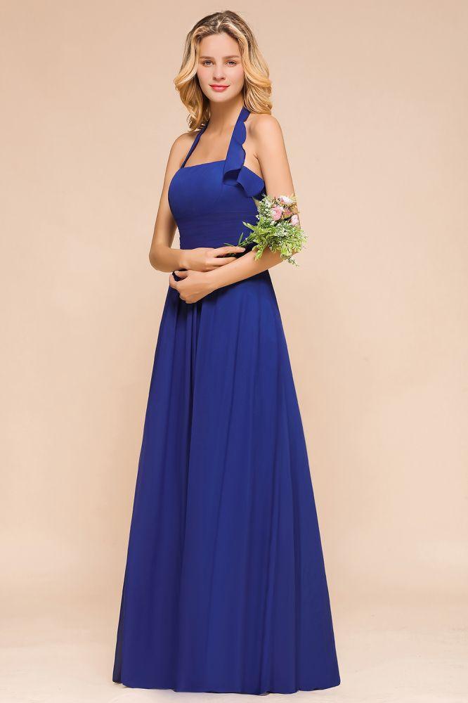 Halter A-line Wedding Party Dress Chiffon Bridesmaid Dress