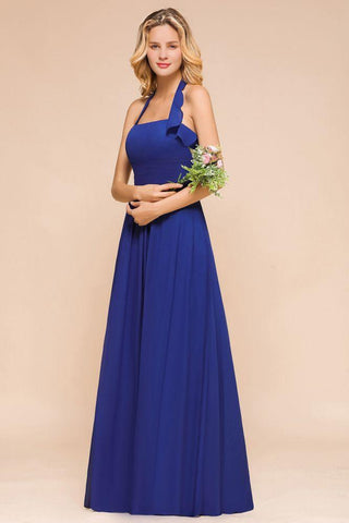 Neckholder A-Linie Hochzeitspartykleid Chiffon Brautjungfernkleid