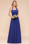 Abito da damigella d'onore in chiffon a linea A con spalline